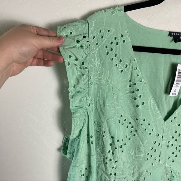 Torrid Green Eyelet Ruffle Sleeve Babydoll Top 3X NWT 40365248 Mint Green - Picture 6 of 12